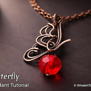 WireArtTutorials Simple Butterfly pendant wire wrap tutorial,wire wrapping pattern,DIY jewelry,jewelry making,wire weaving,art tutorials