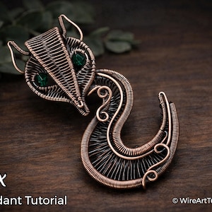 Wire wrap tutorial,wire wrapping pattern WireArtTutorials Clever Fox pendant,DIY jewelry,jewelry making,wire weaving,wire art tutorials