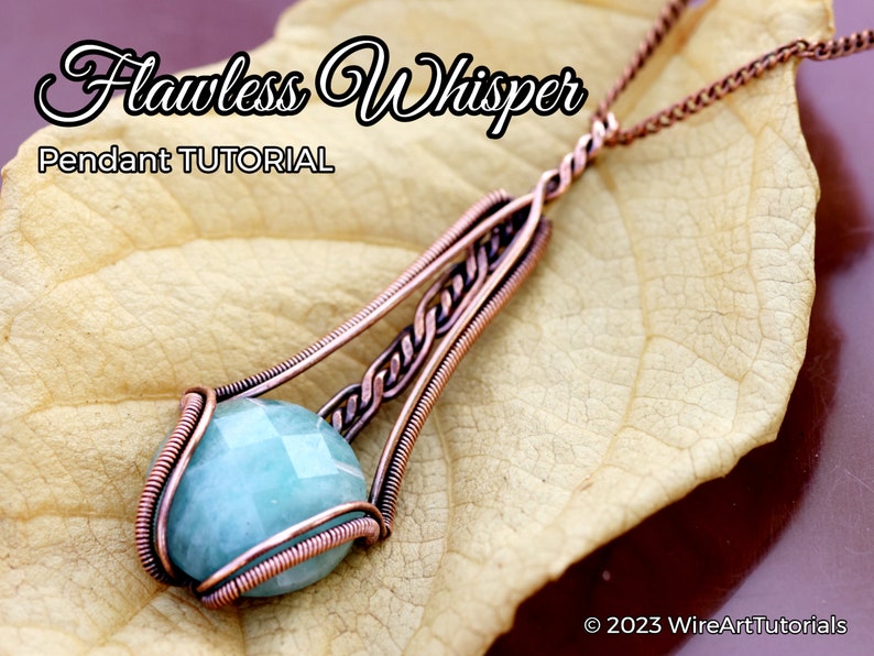 WireArtTutorials Flawless Whisper pendant, wire wrap tutorial, pattern,cabochon DIY jewelry making, weaving,wire art tutorials by Erika image 1