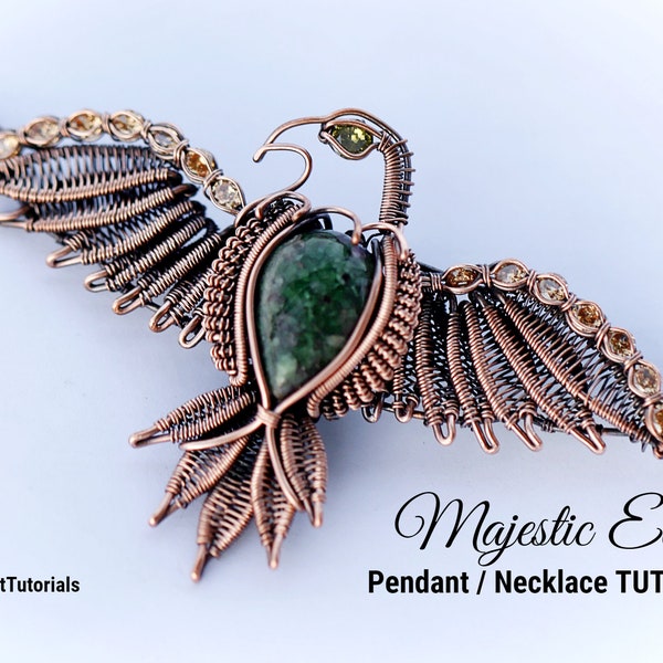 WireArtTutorials Eagle Pendant Tutorial, animal jewelry making, DIY pattern, lesson, cabochon ,channel setting, wire wrapping weaving