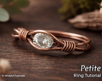 Wire wrap tutorial, wire wrapping tutorial, pattern by WireArtTutorials: Petite Ring, DIY jewelry, jewelry making, wire weaving tutorial