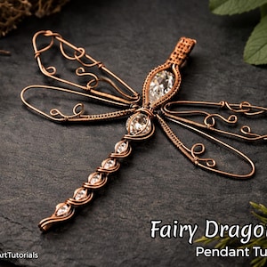 Wire wrap tutorial,wire wrapping pattern WireArtTutorials Fairy Dragonfly pendant,DIY jewelry,jewelry making,wire weaving,wire art tutorials