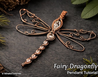 Zelfstudie draadwikkel, draadwikkelpatroon WireArtTutorials Fairy Dragonfly-hanger, doe-het-zelf-sieraden, sieraden maken, draadweven, tutorials draadkunst