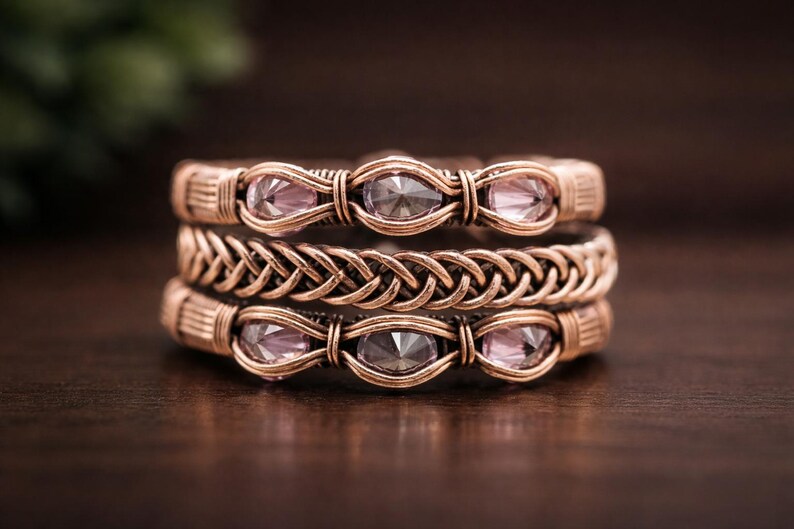 TUTORIAL Devotion Ring PDF pattern,wire wrapped woven jewelry, crystal stone setting, DIY jewellery making, step by step, hobby craft idea image 2