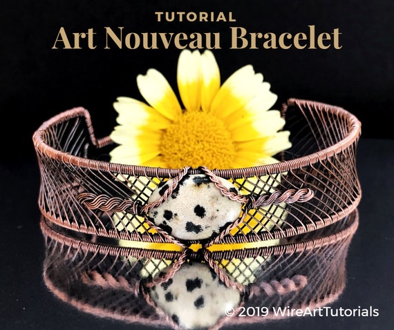 TUTORIAL "Art Nouveau" wire wrapped and woven bracelet, weaving, wrapping, diy jewelry, wrap, weave, unisex jewellery, designer craft