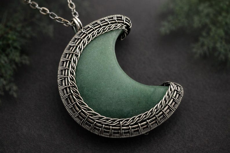 WireArtTutorials Tutoriel d'emballage métallique avec pendentif lune, modèle d'emballage métallique, bijoux bricolage, fabrication de bijoux cabochons, tutoriels artistiques sur le tissage de fils métalliques image 2