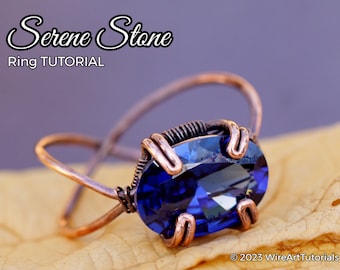TUTORIAL Serene Stone Ring, wire wrapped woven jewelry, cabochon setting, DIY jewellery making, step by step pattern, craft idea, steps