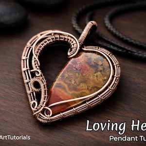 Loving Heart Pendant wire wrapping tutorial, wire weaving lesson, jewelry making guide, step by step cabochon necklace, DIY jewellery