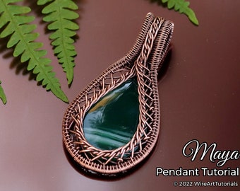 WireArtTutorials Maya Pendant, wire wrap tutorial, crystal jewellery, DIY jewelry making, weaving, cabochon setting, step by step art