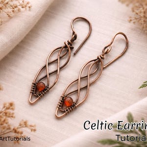 TUTORIAL Celtic Earrings PDF pattern,wire wrap weave jewelry,wrapping weaving,wrapped woven, copper DIY jewelry making, step by step pattern