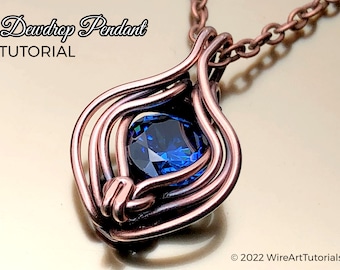 WireArtTutorials Dewdrop pendant wire wrap tutorial,wire wrapping pattern,DIY jewelry, jewellery making, wire weaving, wire art tutorials