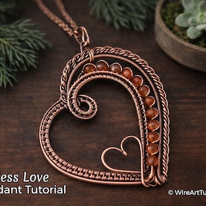 WireArtTutorials: samouczek wykonania wisiorka Endless Love Heart, samodzielne tworzenie biżuterii, rękodzieło krok po kroku, pomysł na prezent, tkanie drutem, owijanie, zaplatanie