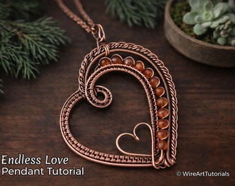 WireArtTutorials: Endless Love Herz Anhänger Anleitung, DIY Schmuckherstellung, Geschenkidee, Draht flechten, wickeln, wickeln, flechten
