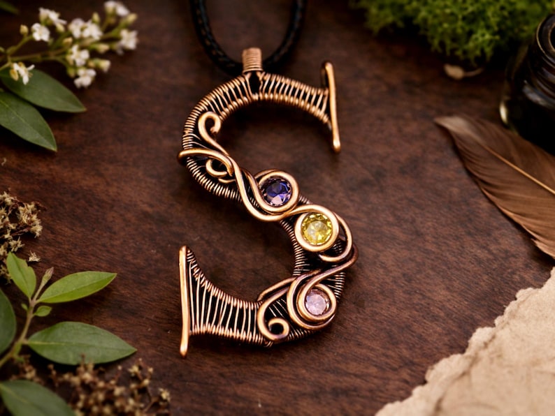 WireArtTutorials Letter S pendant wire wrap tutorial, weaving pattern,DIY jewelry,crystal jewellery making, weaving,wire art tutorials image 2