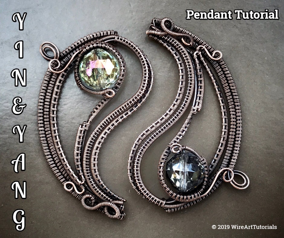 Tutorial Yin Yang Friendship Pendant Pdf Pattern Wire Wrap Weave Jewelry Copper Wrapping Weaving Wrapped Woven Design - Wire Woven Pendant Tutorial