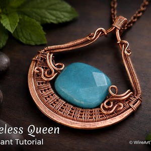 WireArtTutorials Timeless Queen bead pendant tutorial, wire wrap pattern, DIY jewellery making, weaving, wrapping, wire art tutorials
