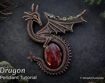 Wire Wrap Anleitung, Wire Wrapping Tutorial, Muster von WireArtTutorials: Drache Anhänger, DIY Schmuck, Schmuckherstellung, Draht Weben Tutorial