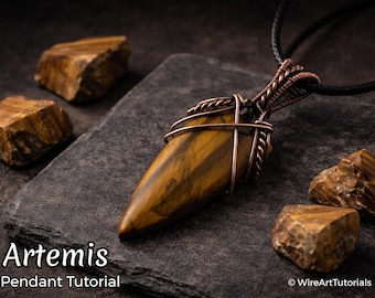 Artemis Anhänger Wire Wrap Anleitung, Cabochon Fassungsmuster, DIY Schmuckherstellung, Weben, Schritt für Schritt Kunstschmuck