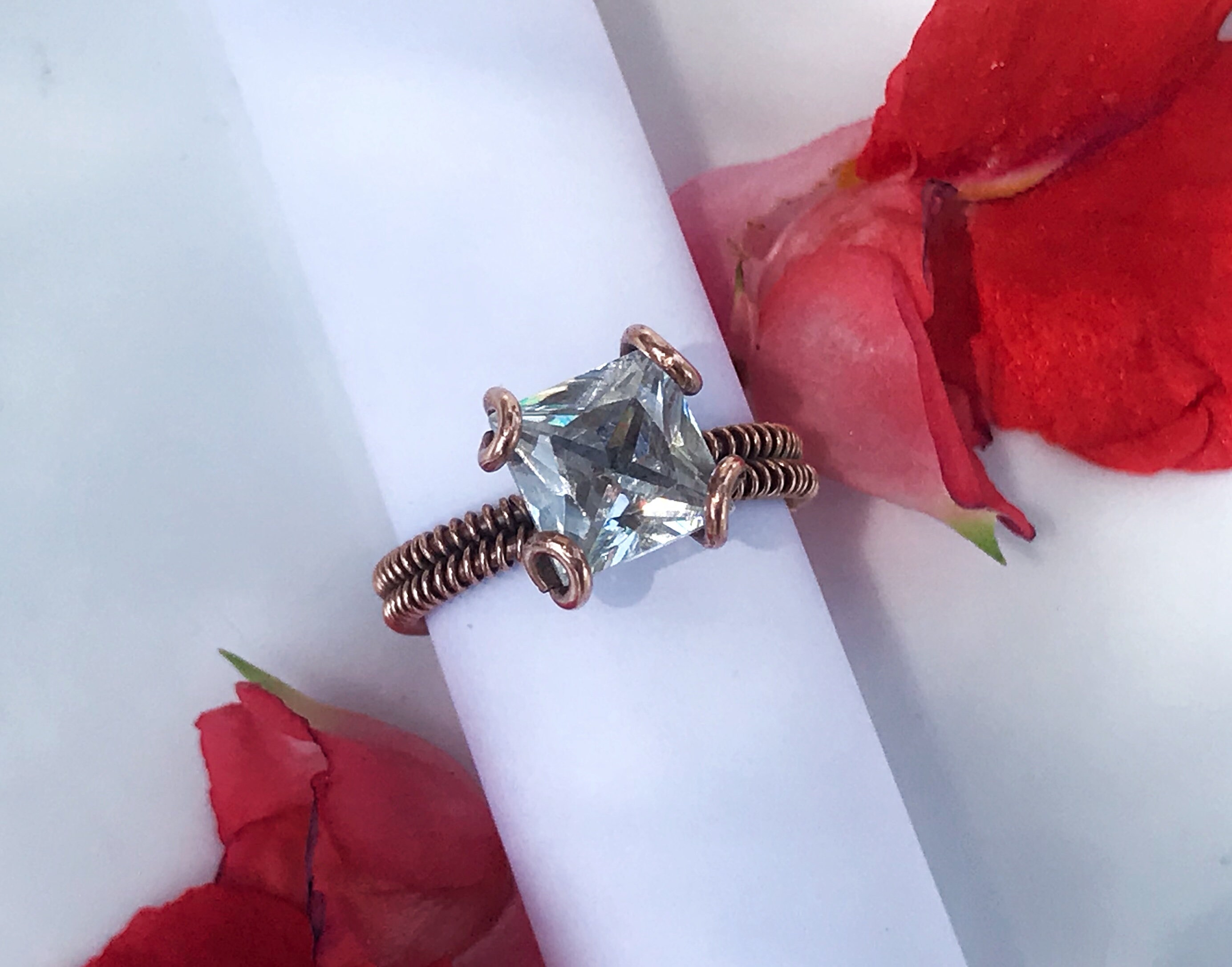 TUTORIAL Square Diamond ring PDF pattern,wire wrap weave jewelry