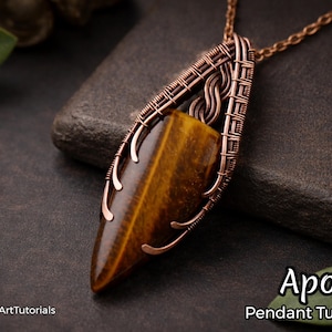 Zelfstudie Apollo-hanger draadwikkelen, les draadweven, gids sieraden maken, stap voor stap cabochonketting, doe-het-zelfsieraden