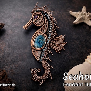Wire wrap tutorial,wire wrapping pattern WireArtTutorials Seahorse pendant,DIY jewelry,jewelry making,wire weaving,wire art tutorials