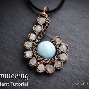 Wire wrap tutorial Glimmering pendant, necklace crystal DIY jewelry making, wire weaving, wire art tutorials, WireArtTutorials , wrapping
