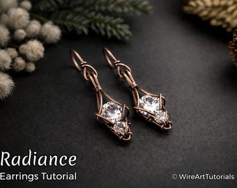 Radiance-oorbellen draadwikkeltutorial, weefpatroon, doe-het-zelf sieraden maken, kristalsetting, tutorials draadkunst, knutselen, kunstidee