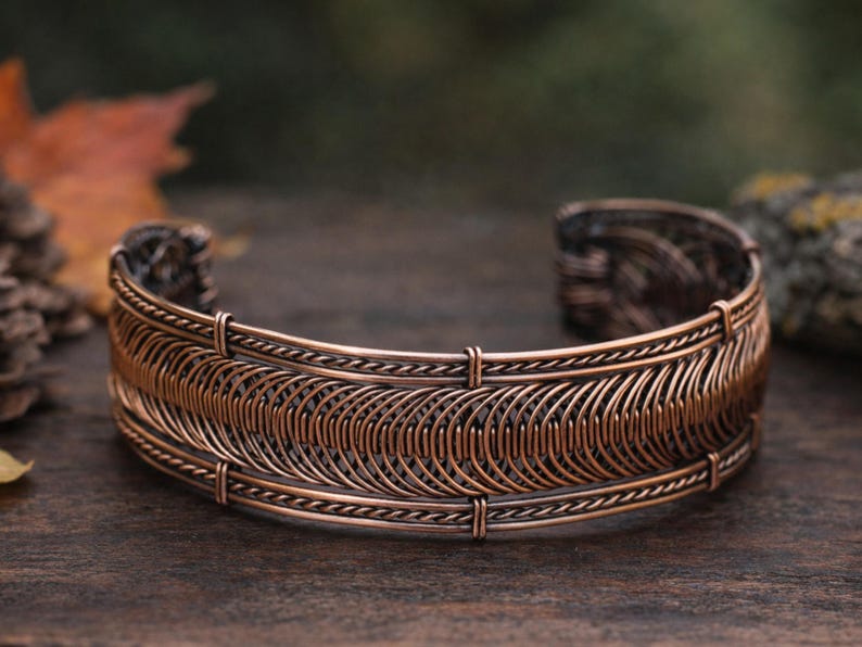 WireArtTutorials Celestial Trail bracelet wire wrap tutorial, beading patter, DIY jewelry making, weaving, copper art tutorial, weaving image 3