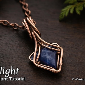 Tutorial de arame trançado, padrão de arame trançado, pingente Enlight da WireArtTutorials, joias DIY com cristais, confecção de joias, tecelagem de arame, tutoriais de arte com arame