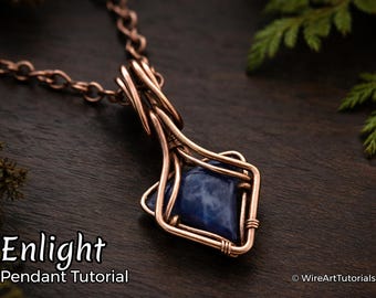 Wire wrap tutorial,wire wrapping pattern WireArtTutorials Enlight pendant,crystal DIY jewelry,jewelry making,wire weaving,wire art tutorials