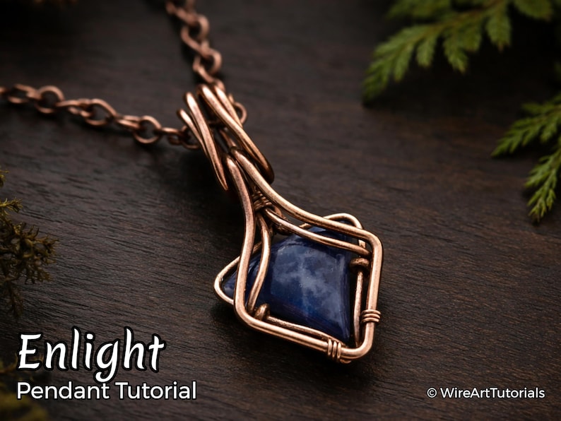 Wire wrap tutorial,wire wrapping pattern WireArtTutorials Enlight pendant,crystal DIY jewelry,jewelry making,wire weaving,wire art tutorials image 1