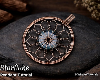 Tutoriales de arte con alambre: tutorial de colgante de donut con forma de estrella, patrón de envoltura de alambre, fabricación de joyas DIY, tejido, envoltura, tutoriales de arte con alambre