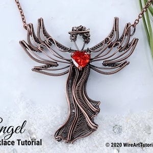 Wire wrap tutorial Angel pendant, necklace crystal DIY jewelry making, wire weaving, wire art tutorials, WireArtTutorials , wire wrapping