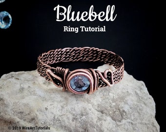 Wire wrap tutorial,wire wrapping pattern WireArtTutorials Bluebell ring,DIY jewelry,jewelry making,wire weaving,wire art tutorials