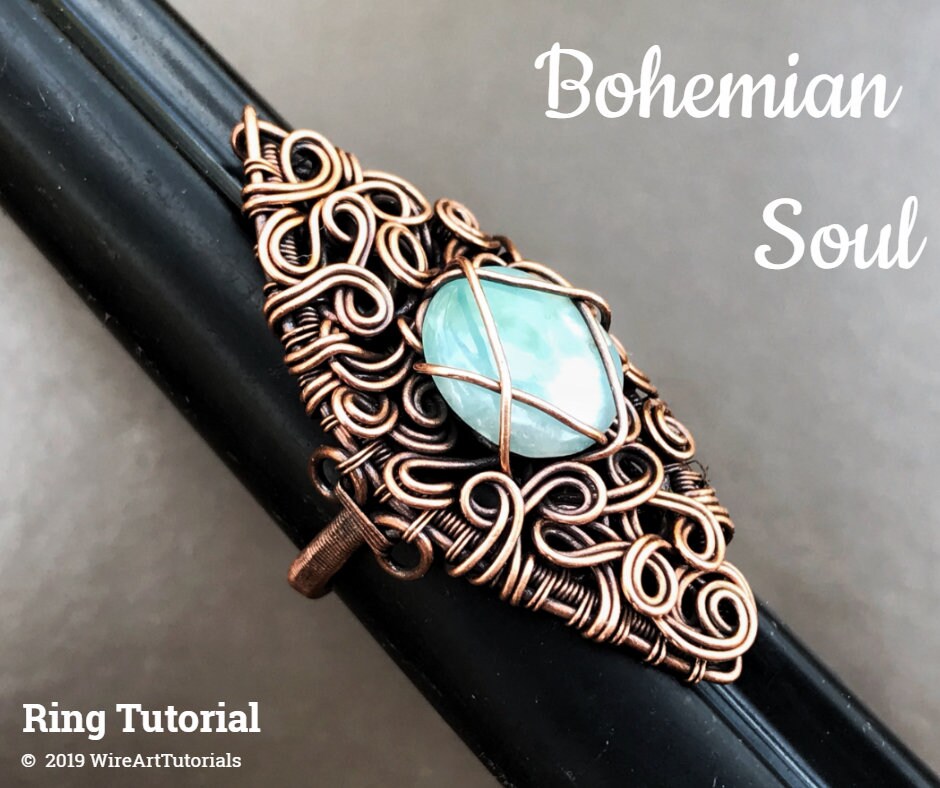 TUTORIAL Bohemian Soul ring PDF book,wire wrap weave jewelry,copper ...