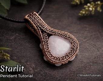 Wire wrap tutorial Starlit pendant, necklace crystal DIY jewelry making, wire weaving, wire art tutorials, WireArtTutorials , wrapping