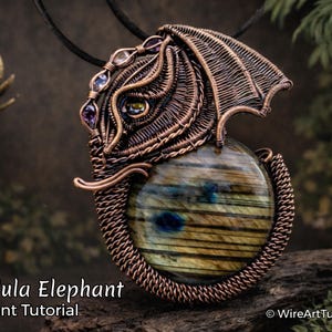 Wire wrap tutorial,wire wrapping pattern WireArtTutorials Kandula elephant pendant,DIY jewelry,jewelrymaking,wire weaving,wire art tutorials