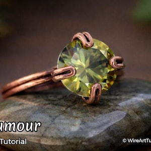 TUTORIAL Glamour Verstellbarer Ring PDF-Anleitung, Draht gewickelt, gewebter Schmuck, Kristallstein-Fassung, DIY Schmuckherstellung, Schritt für Schritt Muster