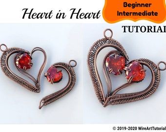 Wire wrap tutorial, wire wrapping tutorial, pattern by WireArtTutorials: Heart pendant, DIY jewelry, jewelry making, wire weaving tutorial