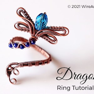 Wire wrap tutorial, wire wrapping tutorial, pattern by WireArtTutorials: Dragonfly Ring, DIY jewelry jewelry making, wire weaving tutorial