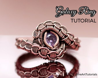 TUTORIAL Galaxy Ring PDF pattern,wire wrap weave jewelry,wrapping weaving,wrapped woven, copper DIY jewelry making, step by step pattern