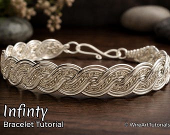 WireArtTutorials Infinity-armband wire wrap tutorial, kralenpatroon, doe-het-zelf sieraden maken, inpakken, weven, tutorial koperkunst, ambacht