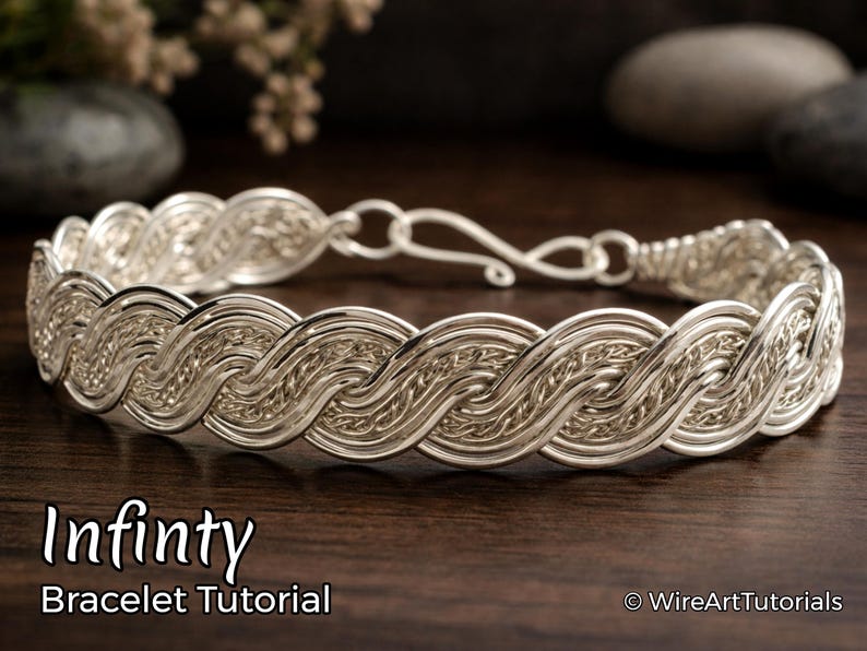 WireArtTutorials Infinity bracelet wire wrap tutorial, beading patter, DIY jewelry making, wrapping, weaving, copper art tutorial, craft image 1