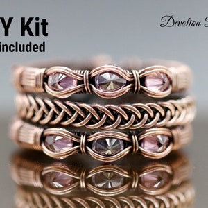 FULL KIT Devotion Ring, wire wrap, weaving tutorial, diy jewelry making set, PDF file, wrapping, pattern, step by step,hobby craft idea