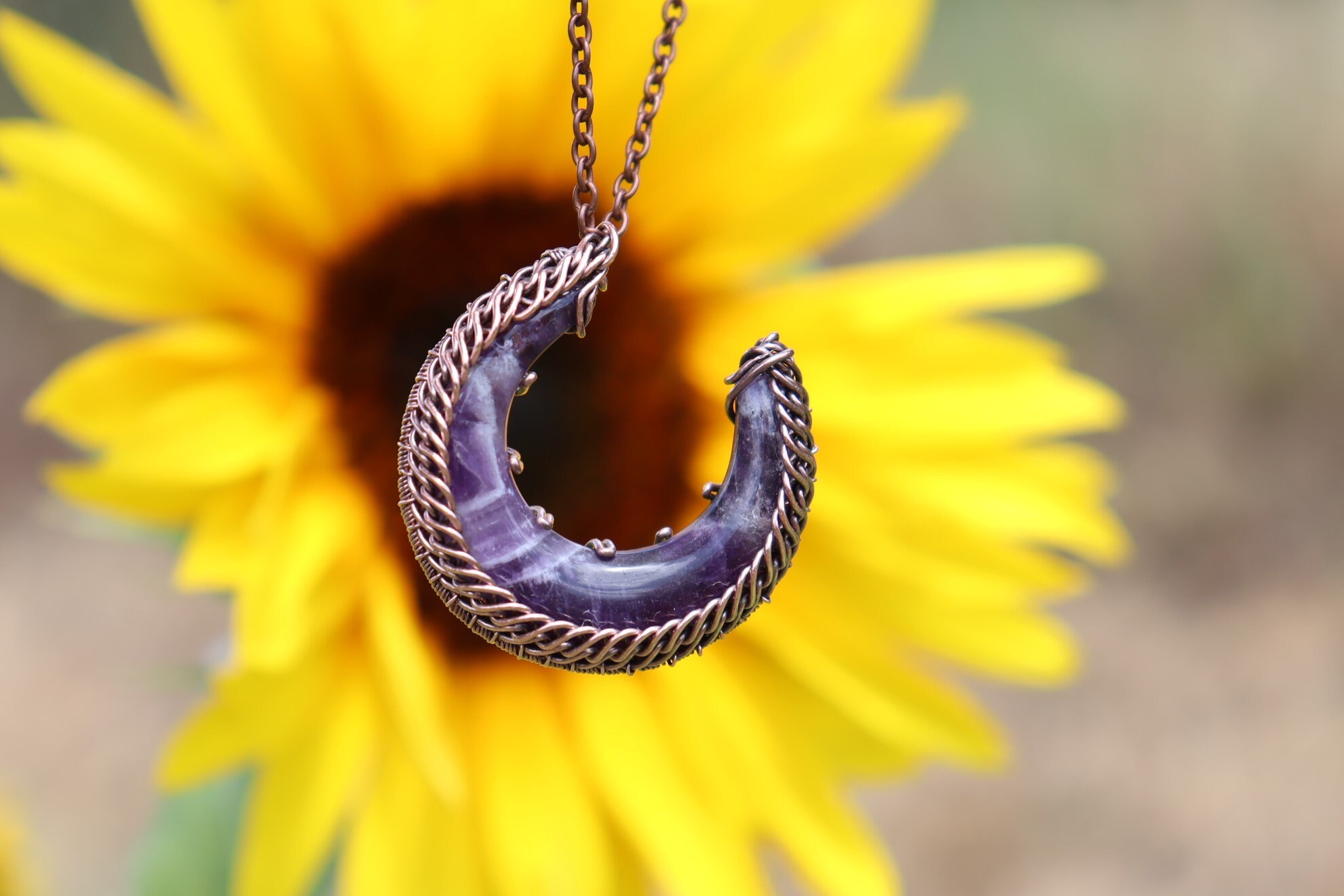 Wire wrap tutorial: braided Moon pendant necklace crystal DIY | Etsy