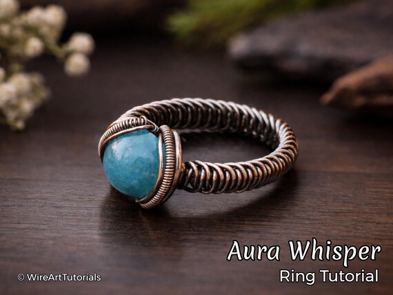 TUTORIAL Aura Whisper Ring PDF pattern, unisex wire wrapped woven jewelry, wire braiding, DIY jewellery making, hobby craft,jewellery making