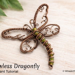 Emballage métallique, tutoriel de tissage, modèle par WireArtTutoriels : collier libellule impeccable, fabrication de bijoux DIY, création étape par étape