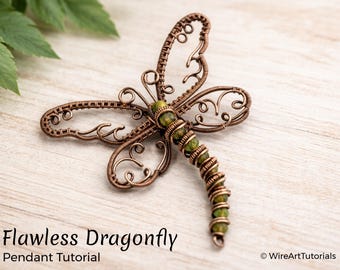 Draadwikkel, zelfstudie weven, patroon van WireArtTutorials: onberispelijke libelketting, doe-het-zelf sieraden maken, stap voor stap knutselen