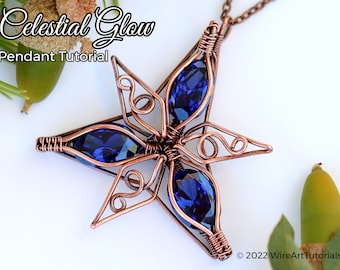 WireArtTutorials Celestial Glow pendant wire wrap tutorial, weaving pattern, DIY jewelry making, crystal setting, wire art tutorials