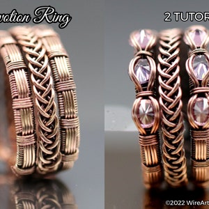 TUTORIAL Devotion Ring PDF pattern,wire wrapped woven jewelry, crystal stone setting, DIY jewellery making, step by step, hobby craft idea